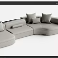 Modern Light Gray Sectional Sofa With Plush Cushions And Modular Design 3d model
