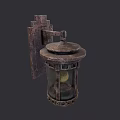 Vintage Rustic Metal Wall Lamp With Glass Shade And Decorative Mount Illuminated Warm Light
