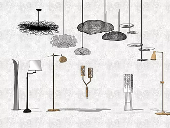 Modern lighting combination table lamp floor lamp chandelier 3d model
