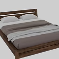 Modern Wooden Double Bed With White Pillows And Light Purple Bedding