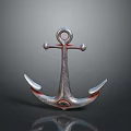 Shiny Metal Anchor Hardware Tool With Chrome Plated Surface And Red Accents