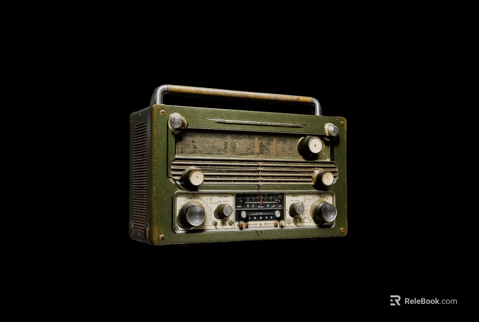 Vintage Green Radio With Metal Knobs Tuning Dial And Retro Design 3d model 