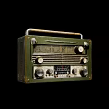 Vintage Green Radio With Metal Knobs Tuning Dial And Retro Design