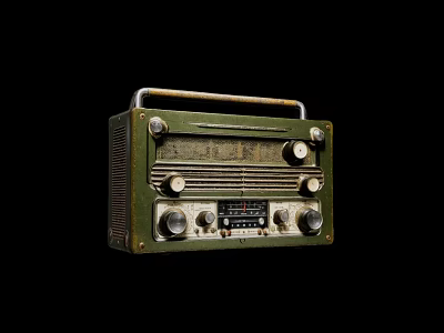 Vintage Green Radio With Metal Knobs Tuning Dial And Retro Design 3d model