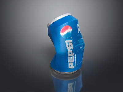 Blue Pepsi Carbonated Soft Drink Can On Reflective Dark Surface 3d model