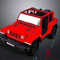 Red Open Top Off Road Vehicle With Open Doors And Black Wheels