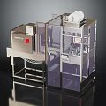 Automatic Industrial Packaging Machine With Transparent Enclosure Control Panel And Conveyor System