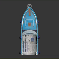 Wooden Boat With Blue Seats Wooden Deck And Blue Buoys Railings Design