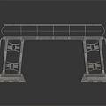 Industrial Metal Bridge Platform Structure with Railings Ladders and Concrete Support Bases