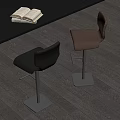 Modern Black And Brown Leather Bar Stools With Metal Base For Home Bar