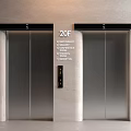 Silver Elevator Doors With Restaurant Meeting Room Toilet And 20F On Gray Wall