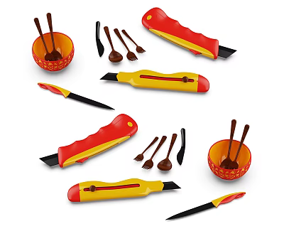 Modern cutlery knife and fork cutlery art knife 3d model