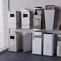 Public Facilities Various Design Trash Bins With Classification Labels Indoor 3d model