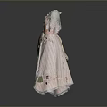 Medieval Style Light Green Pink Dress With Brown Corset Flowy Sleeves And Layered Skirt