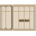 Classic Wooden Wardrobe Design With Arched Panes Checker Pattern And Decorative Painting
