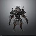 Fantasy Monster 3D Model With Metallic Armor Spikes Beast Head And Sharp Claws 3d model