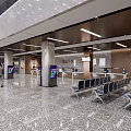 Modern Service Hall Interior With Information Desk Service Windows Marble Floor And Green Plants