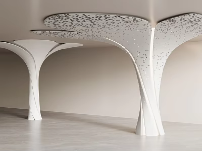 Modern White Sculptural Decorative Elements With Intricate Hollow Patterns 3d model