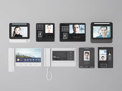 Smart Security Intercom Devices With Touch Screens Facial Recognition And Keypads 3d model