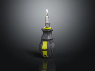 Professional Hardware Screwdriver With Black Yellow Ergonomic Anti Slip Handle For DIY Projects 3d model