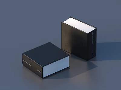 Two Black Hardcover Books With Minimalist Design on Gray Background 3d model