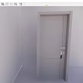 Modern Gray Interior Swing Door With White Frame Handle And Lock 3d model