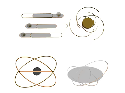 Modern Ceiling Lights Featuring Linear Spiral Circular And Oval Design Elements 3d model