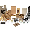 Coffee Kitchenware Collection With Paper Packaging Coffee Grinder And Paper Cups 3d model