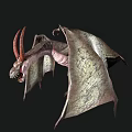 Mythical Flying Dragon With Red Horns Large Wings Sharp Claws Open Mouth On Black Background
