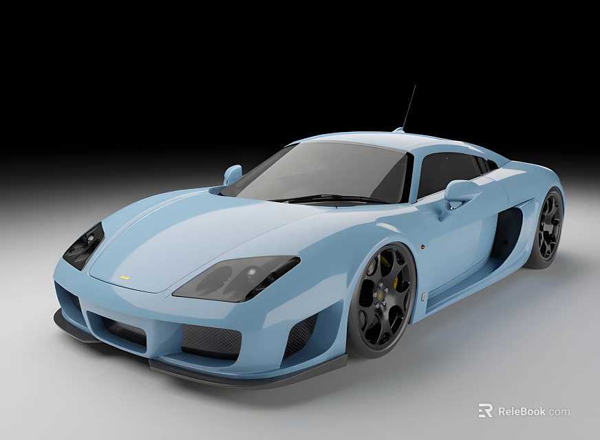 Light Blue Sports Car With Sleek Body Design And Black Alloy Wheels 3d model 