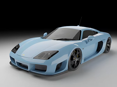 Light Blue Sports Car With Sleek Body Design And Black Alloy Wheels 3d model