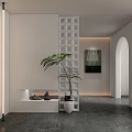 Modern porch partition sky light net red cement brick partition 3d model