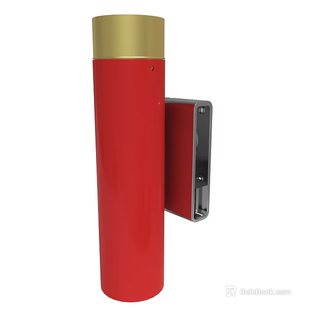 Red Pillar Device With Golden Top And Black Open Compartment Design 3d model 