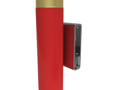 Red Pillar Device With Golden Top And Black Open Compartment Design 3d model