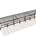 Wooden Arched Canopy With Transparent Roof Railing And Grid Floor Structure