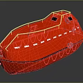 Red Yacht With Distinctive Design Features 3d model
