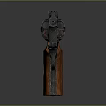 Close Up View Of Classic Revolver With Wooden Grip And Metal Body