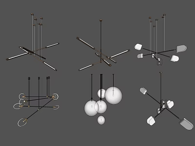 Modern Chandelier Designs With Various Styles Metal Frames And Spherical Shades 3d model