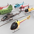 Helicopter 2 Fighter Aircraft Cartoon Helicopter Cartoon Airplane 3d model