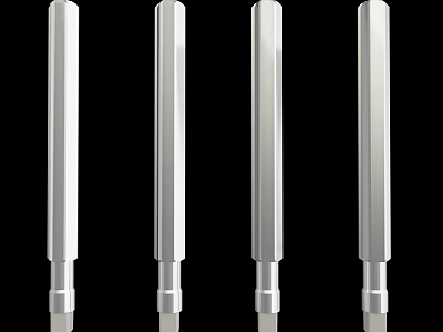 Four Silver Metal Hardware Tools With Long Hexagonal Shank And Solid Construction 3d model