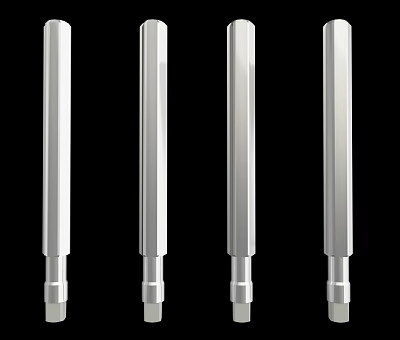 Four Silver Metal Hardware Tools With Long Hexagonal Shank And Solid Construction 3d model