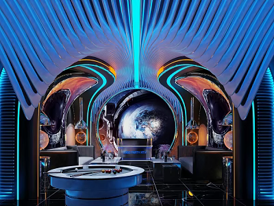 Futuristic KTV Interior With Neon Lights And Unique Decor 3d model