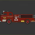 Vintage Red Fire Truck with Ladder Hoses Chrome Accents and Retro Design