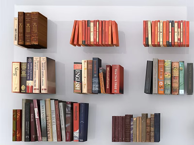 Books With Various Colors And Different Sizes Neatly Arranged On White Background 3d model