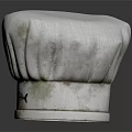 White Chef Hat With Pleated Top And Fish Skeleton Logo On Brim 3d model