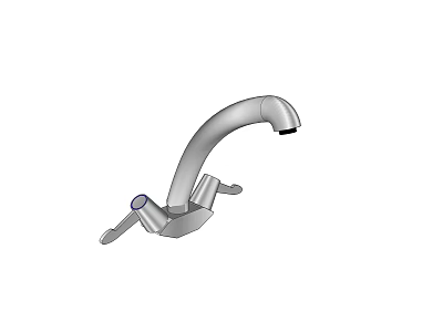 Modern Stainless Steel Faucet With Double Handles And Curved Spout Design 3d model