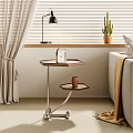 Hexagonal Two Tier Side Table Wooden Top Metal Frame With Clock Vase In Living Room