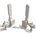 Two Metal Mechanical Clamps With Green Handles And Industrial Fasteners
