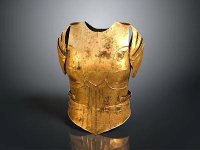 Vintage Golden Metal Breastplate Ornate Design Home Living Decor Accessory 3d model