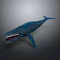 3D Rendered Blue Whale With Open Mouth And Blue Body In Gradient Background